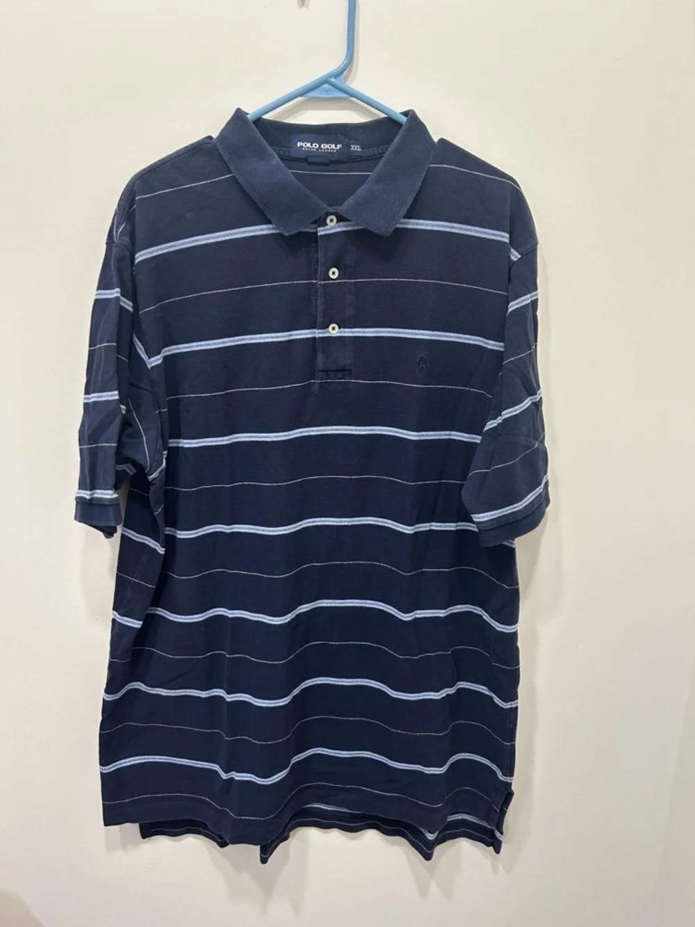 Polo Ralph Lauren Golf Polo Shirt Men’s XXL Blue Striped Short Sleeve Pony‎